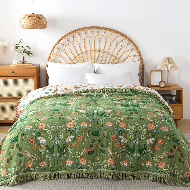 Muslin Cotton Bedspread - Puur katoenen deken van mousseline, geweven