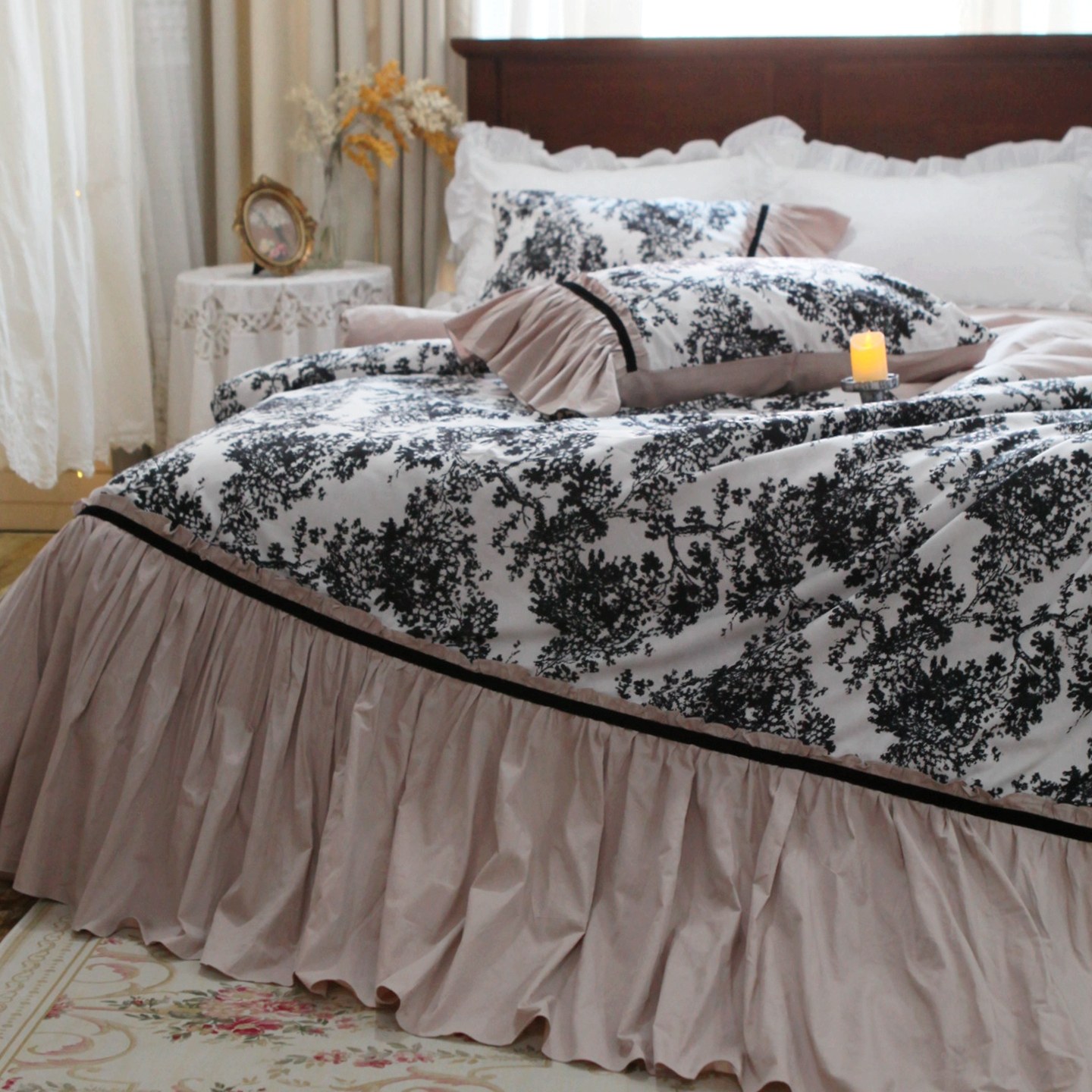 Aesthetic Floral Duvet Cover - Christy Franse stijl prinsessenrok beddengoedset van