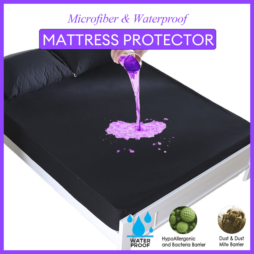 Waterproof Mattress Protector Breathable - Stevige Matrasbeschermer Waterdichte Lakenhoes Zwart/Grijs/Marineblauw Bed