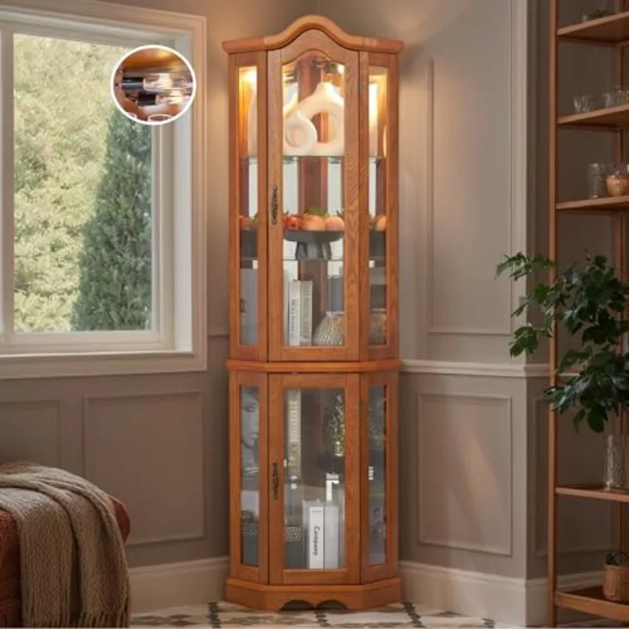 Storage & Organization - Hoekvitrine voor bar en drankopslag, verlichte