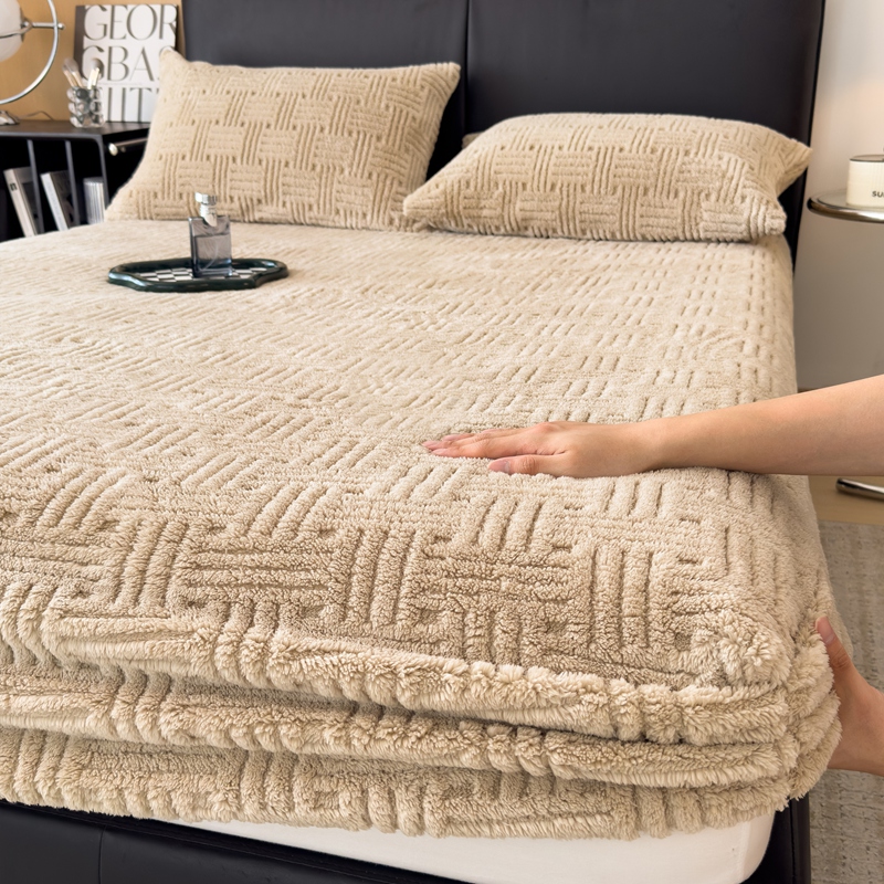 Fitted Bed Sheets Deep Pocket - Winter reliëf pluche hoeslaken zacht warm