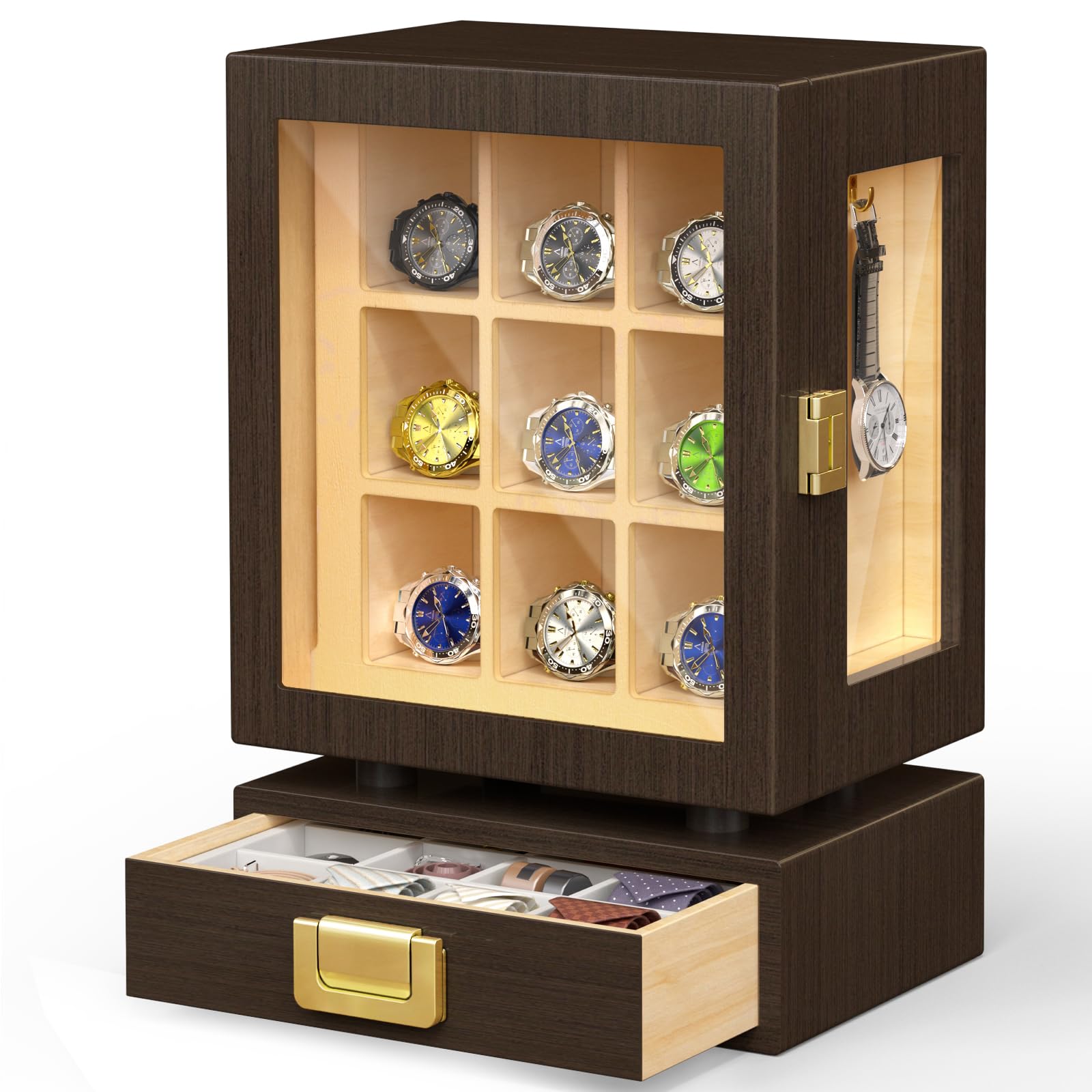 Storage & Organization - Houten opbergdoos voor horloges, rechthoekig, massief
