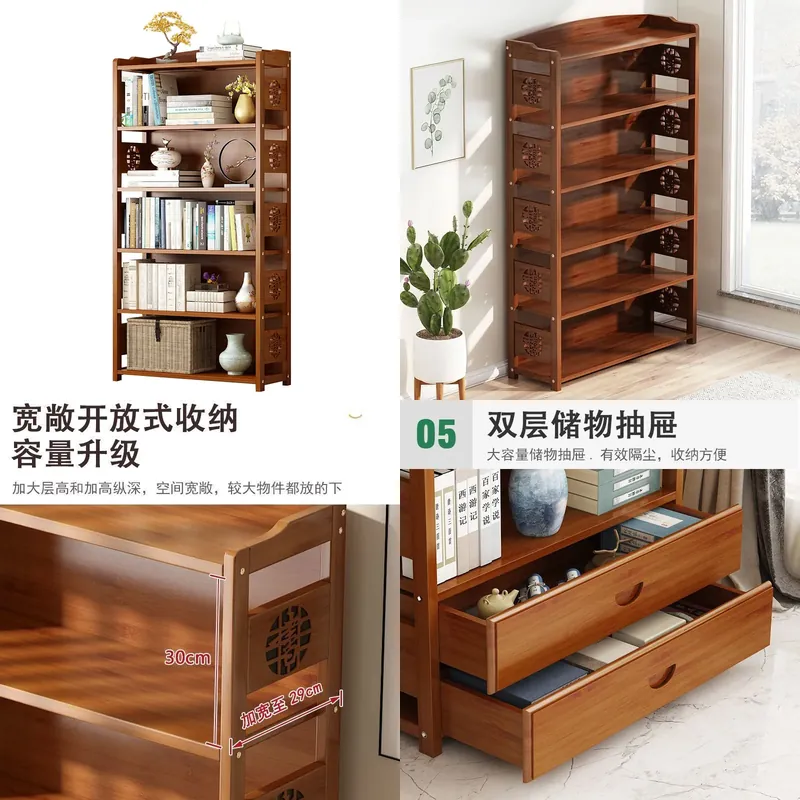Storage & Organization - Boekenplank van massief hout, eenvoudig opbergrek