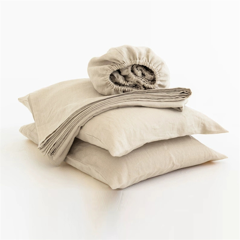 Fitted Bed Sheets Deep Pocket - 100% Linnen Zachte Beddengoedset, Queensize, 1