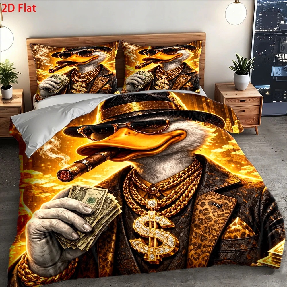 Duvet Cover Sets With Zipper - Wealthy Duck thema dekbedovertrekset, 2D plat