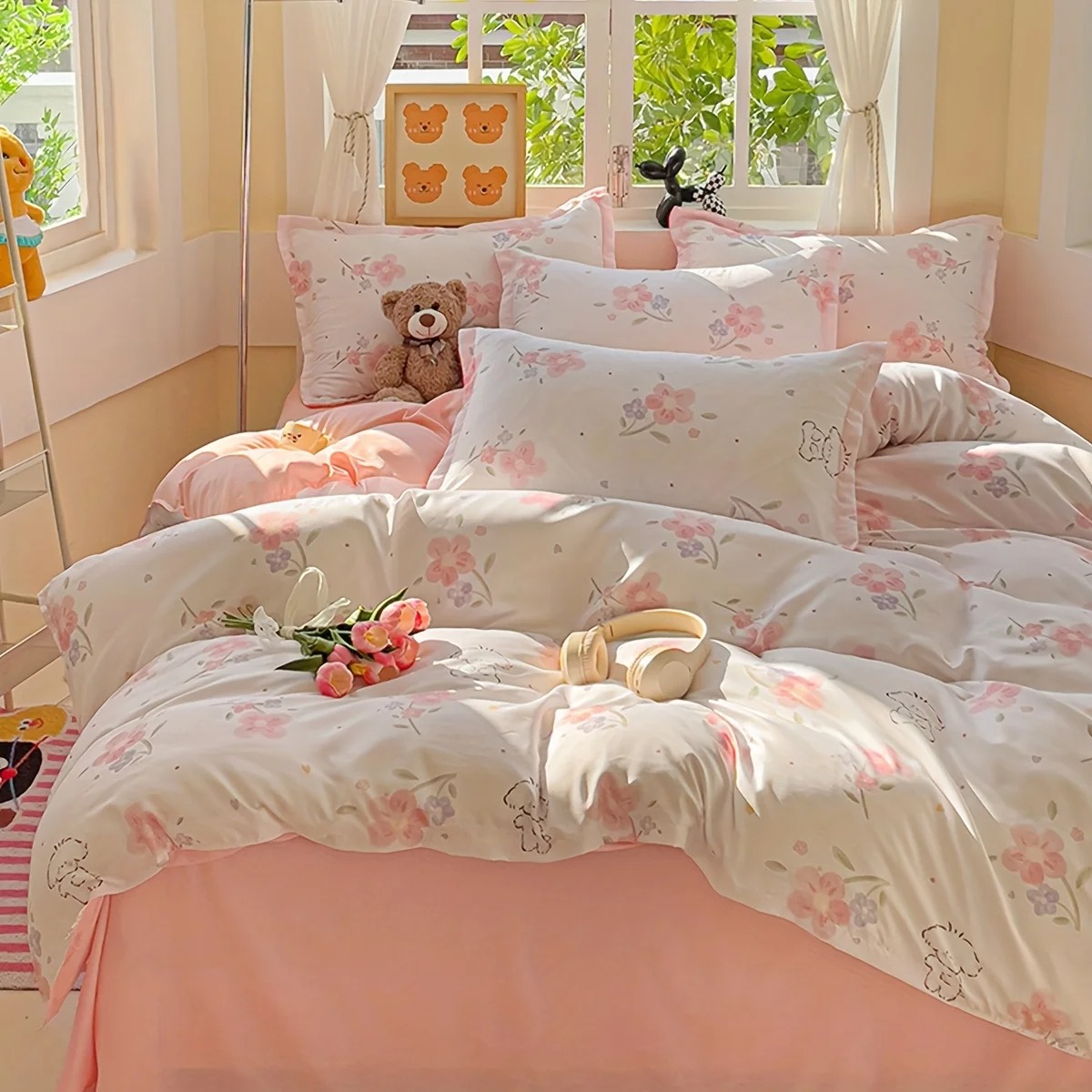 4-delig zacht effen bloemenpri - Duvet Cover Sets With Zipper recensie en prijs