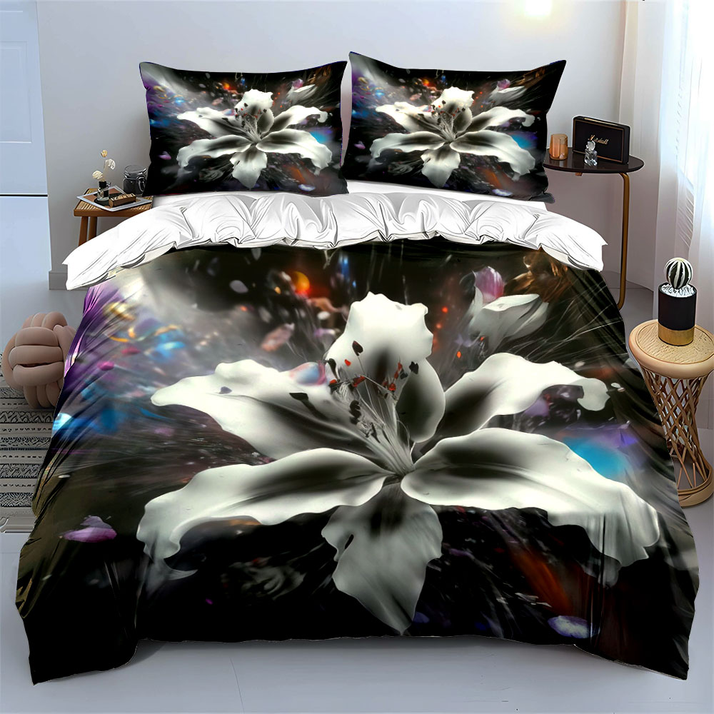 Abstracte witte lelie bloemen  - Aesthetic Floral Duvet Cover recensie en prijs