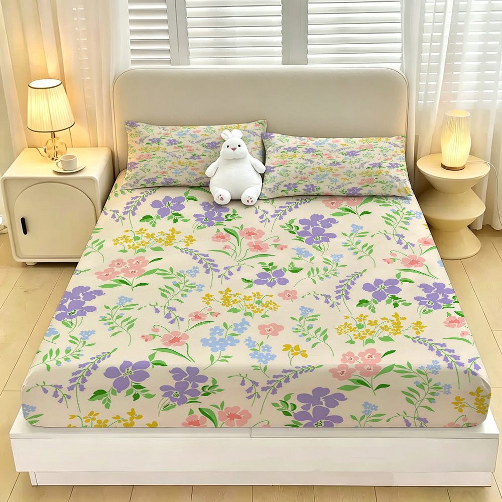 Kleurrijk bloemenmotief, 3-del - Fitted Bed Sheets Deep Pocket recensie en prijs