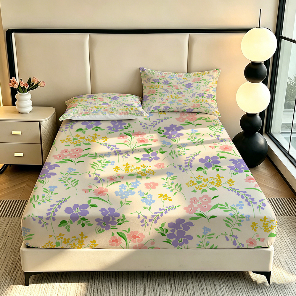 Kleurrijk bloemenmotief, 3-del - Fitted Bed Sheets Deep Pocket recensie en prijs
