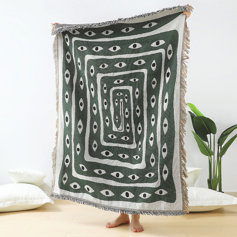 Groen Wit Boze Oog Jacquard Go - Boho Throw Blanket Fringe recensie en prijs